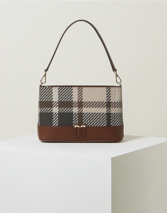 [현대백화점][닥스핸드백] TARTAN CHECK MIX 브라운 타탄체크 가죽배색 숄더백 DCBA3E712W2 : 현대백화점