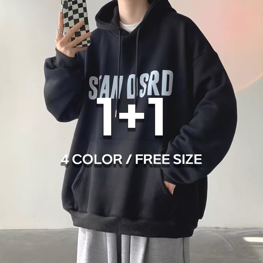 1+1 남자기모후드 파란색후드티 - 메인 이미지