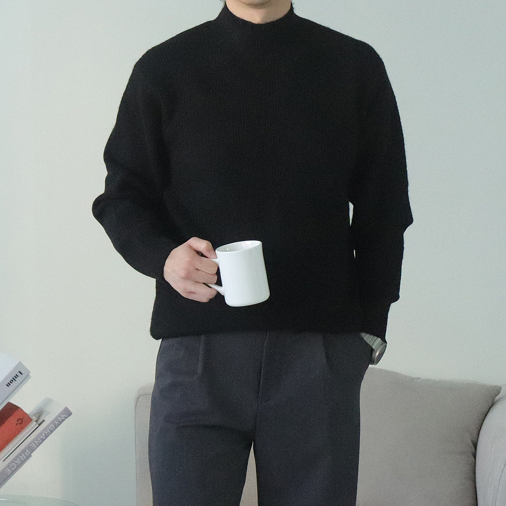 남자 니트 남자 목폴라 두꺼운 모크넥 캐시미어 니트 이미지 4