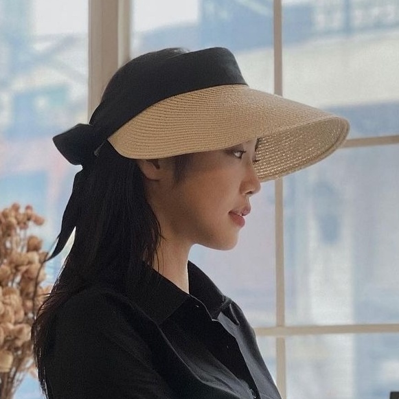 챙넓은모자 여성벙거지모자 휴양지 비치 여행 산책 와이드챙 자외선차단 리본 썬캡 모자