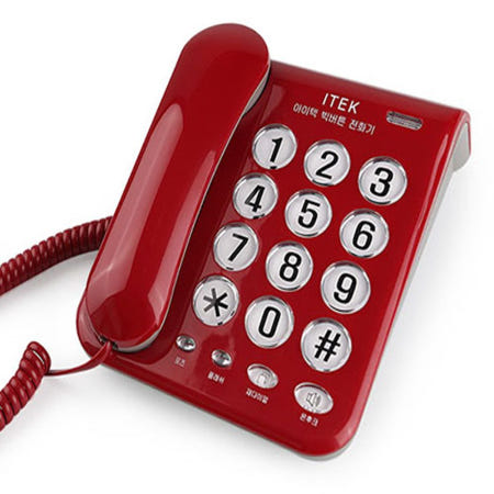 큰글씨 유선전화기 노인 전화기 큰글자 레드