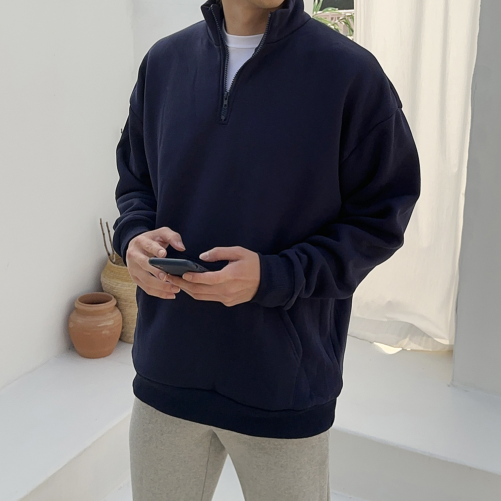남자 아노락 반집업 맨투맨 남자기모맨투맨 이미지 3