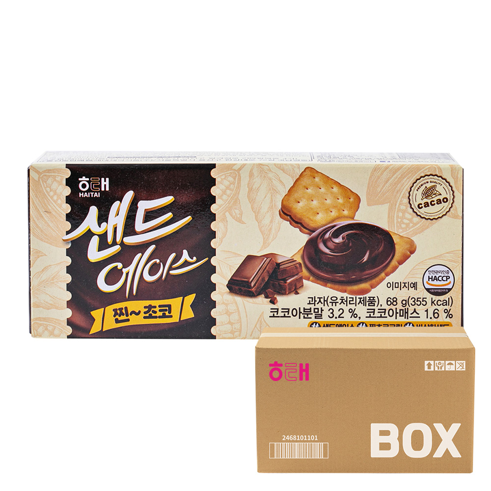 샌드에이스 찐초코 68g 24입 해태 에이스 크래커 커피과자 간식 과자 박스 : 해피플레이스포유