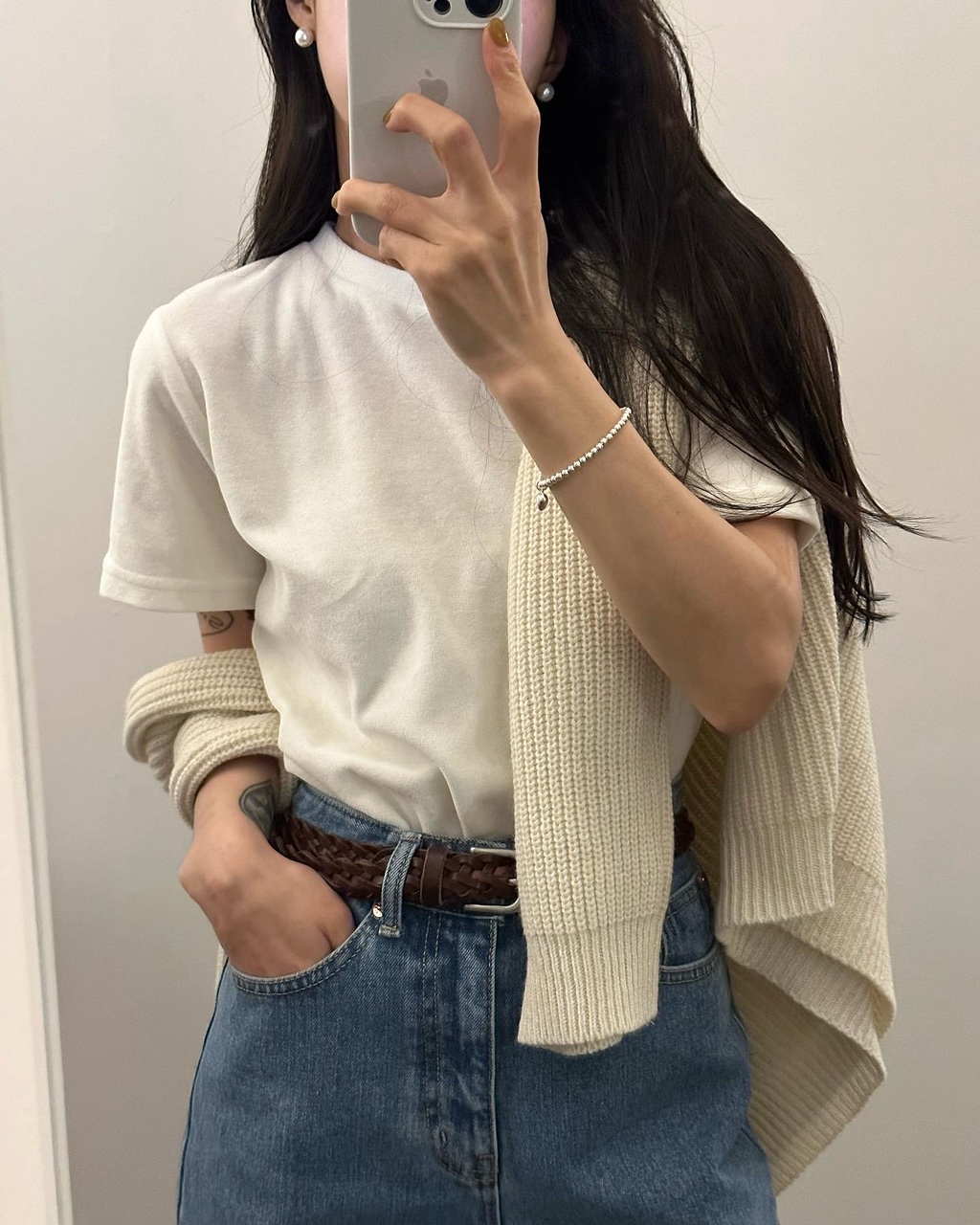 로버 여성 겨울 벨벳 반팔 티셔츠 이미지 2