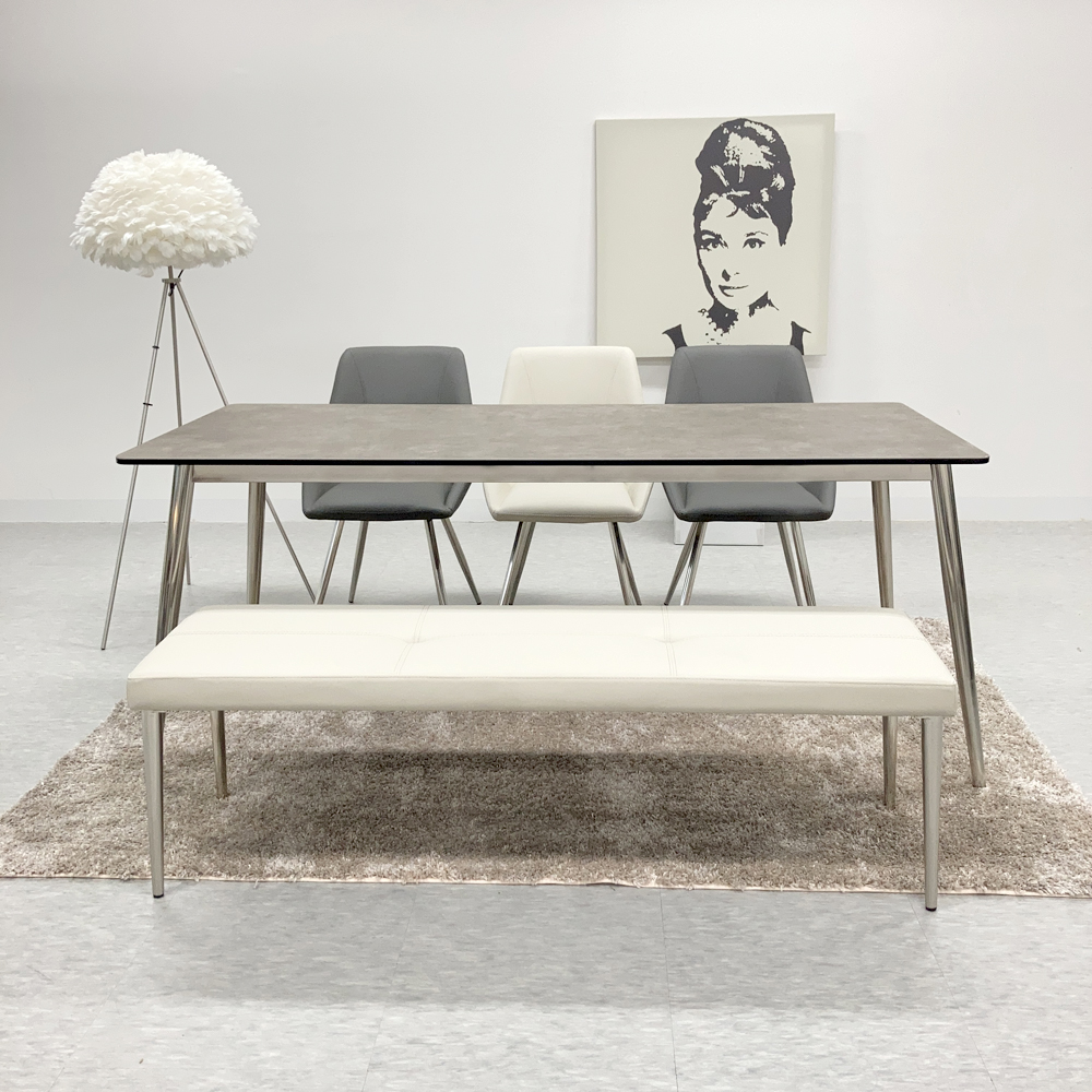 식탁연구소 클래시 6인용 세라믹식탁 세트 이태리 포세린 의자3 벤치