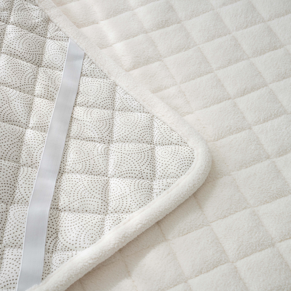 양털극세사 송화침장 겨울 극세사패드 뽀글이 고정밴드 침대패드