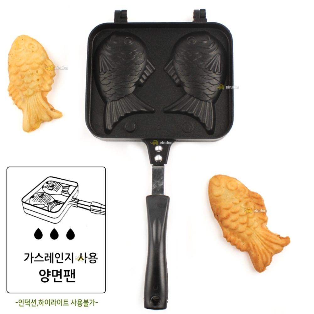 집에서 붕어빵 틀 2구 붕어빵만들기 무쇠 팬 메이커 가정용 - 상세 이미지 5