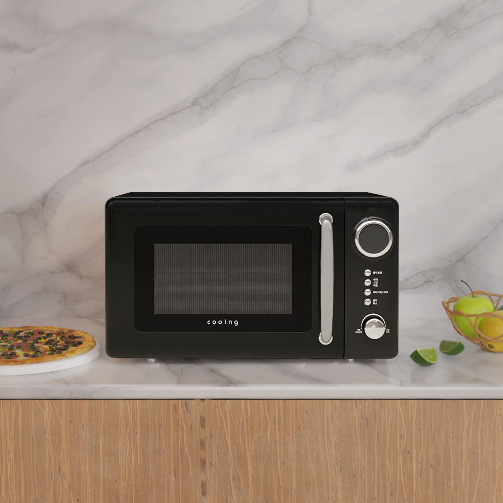 쿠잉 레트로 전자렌지 MC-R20E 블랙 전자랜지 미니 소형