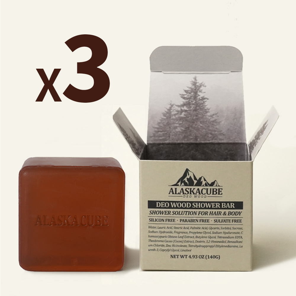 알래스카큐브 데오우드 퍼퓸 샤워바 데오드란트 비누 3개 세트