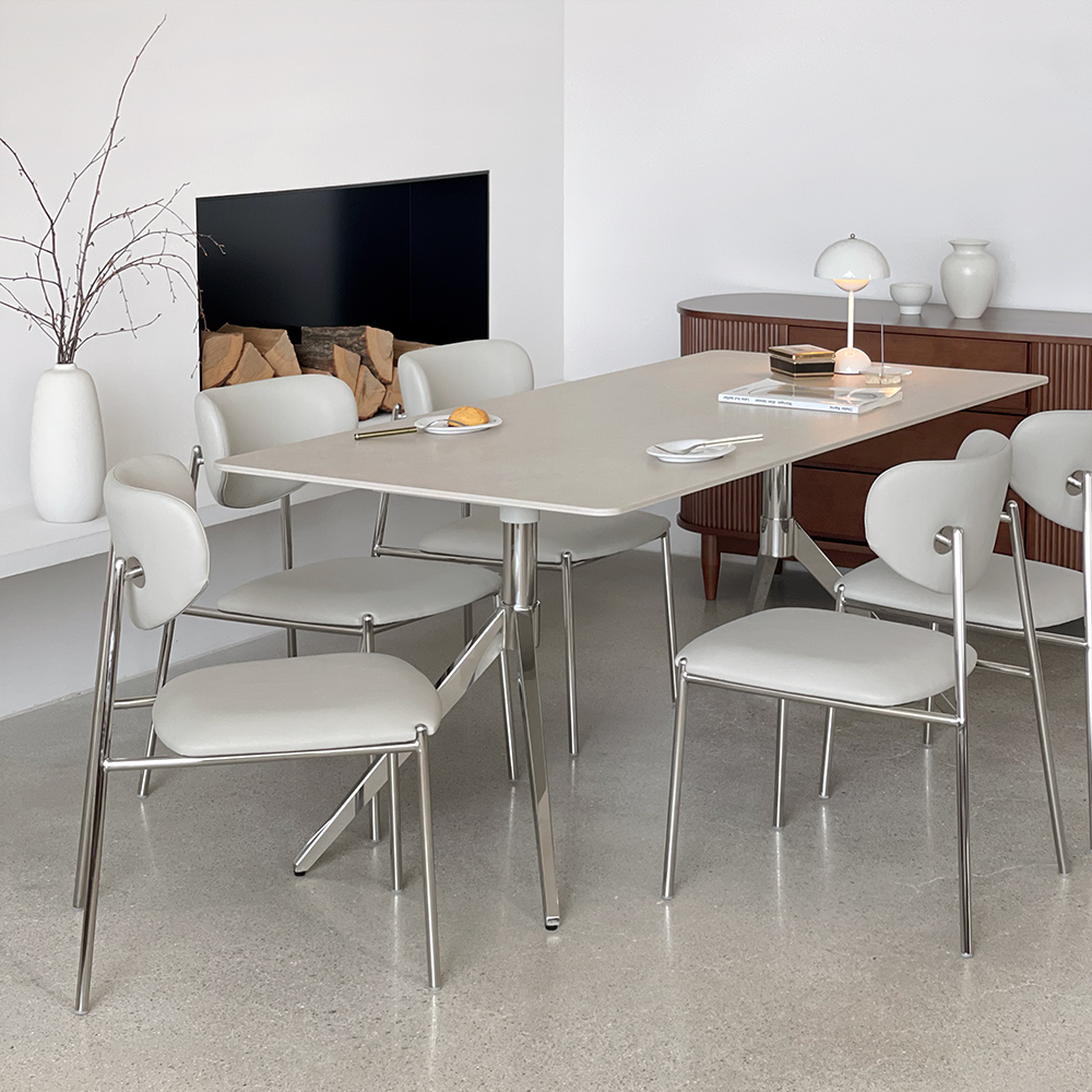 로포텐 루나 양면 세라믹식탁 세트 4인용 식탁 포세린 1600 의자4