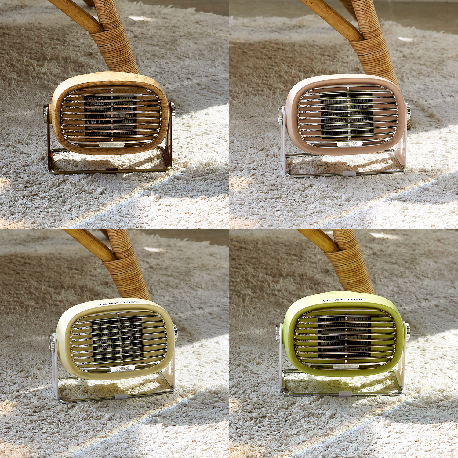 코드26 사무실 가정용 사무실 욕실 캠핑용 미니 전기 히터 발 난로 PTCF500WO