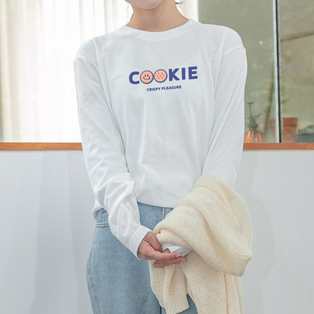 여성 면 티셔츠 봄 가을 이너 긴팔 롱 루즈핏 박스 티 이미지 3