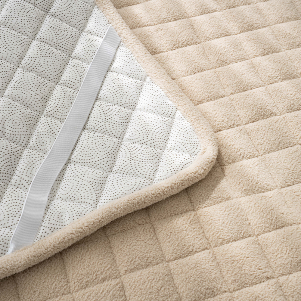 양털극세사 송화침장 겨울 극세사패드 뽀글이 고정밴드 침대패드