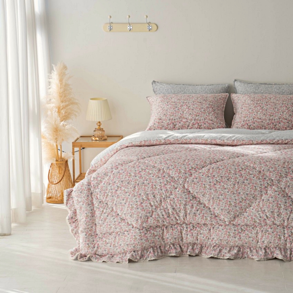 알러지케어 꽃무늬 프릴 겨울 극세사 차렵 이불