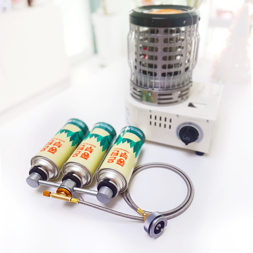 모아이캠핑 이와타니 파세코 신일 히터 난로 부탄가스 스테이션 어댑터 회전식 세트