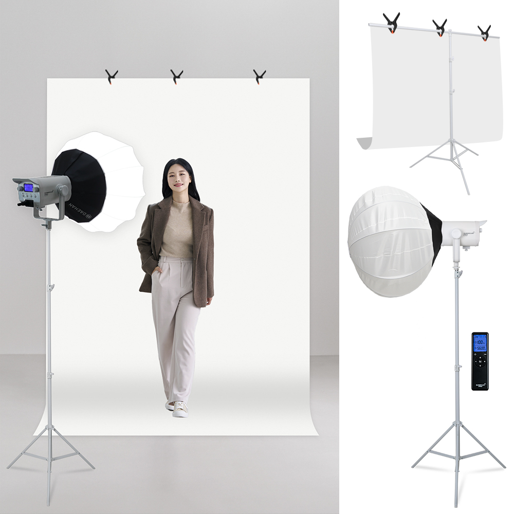 제품사진 촬영장비 젬볼 디퓨져 배경천 거치대 썬빔프로150w 세트 - 상세 이미지 2