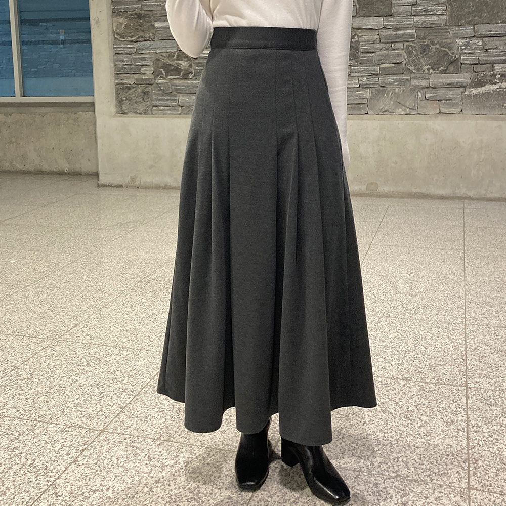 플리츠 테니스 롱맥시 바스락 가을 모직 겨울 스커트 44-77