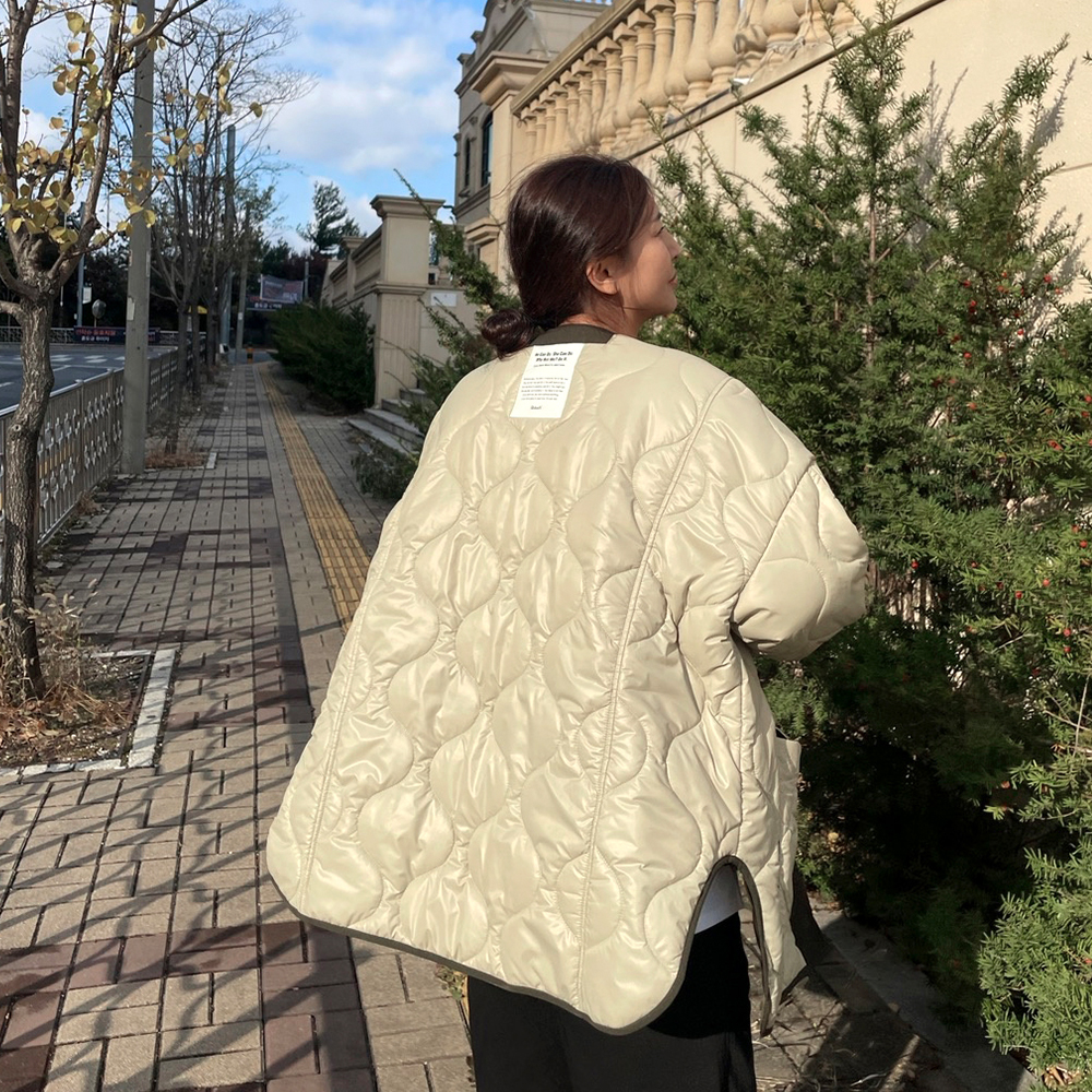 Bdoit 남여공용 오버핏 퀼팅자켓 경량패딩 노카라 점퍼 빅사이즈 여성 깔깔이 - 상세 이미지 5