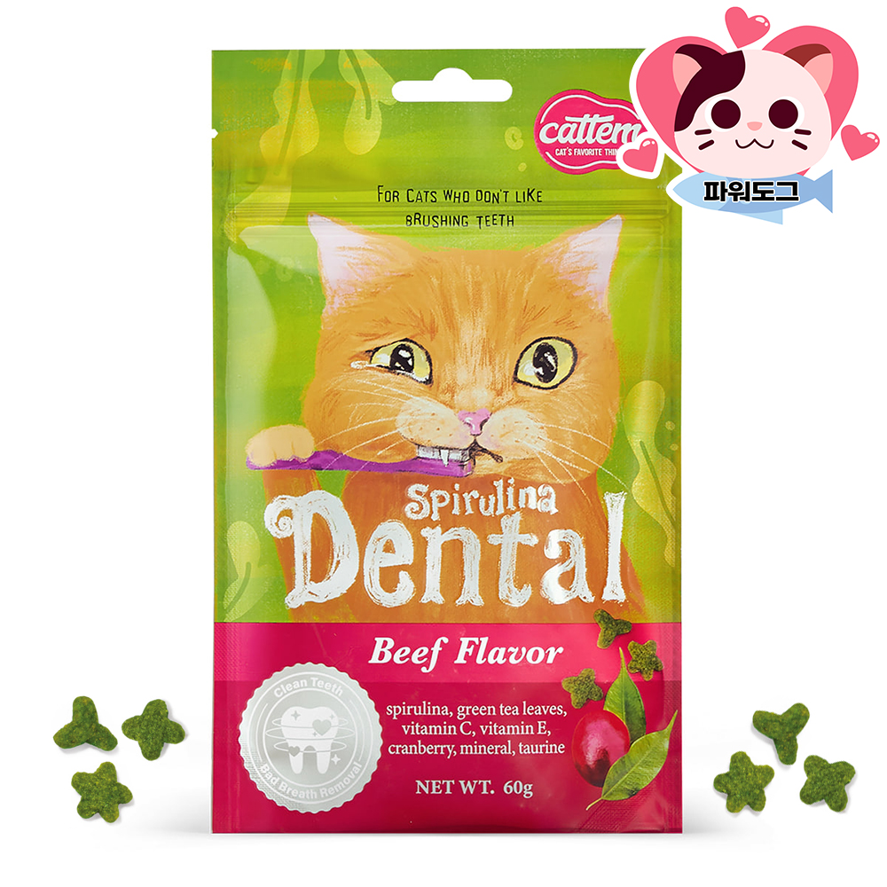 캣템 스피루리나 고양이 이빨과자 치석제거 덴탈 간식 치킨, 60g, 1개 - 상세 이미지 2