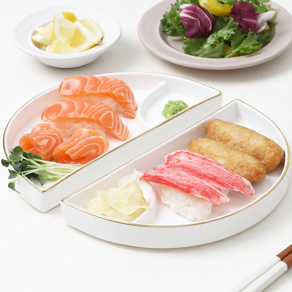 1+1 도자기 회 접시 나눔 앞접시 소스 반찬 초밥 반달