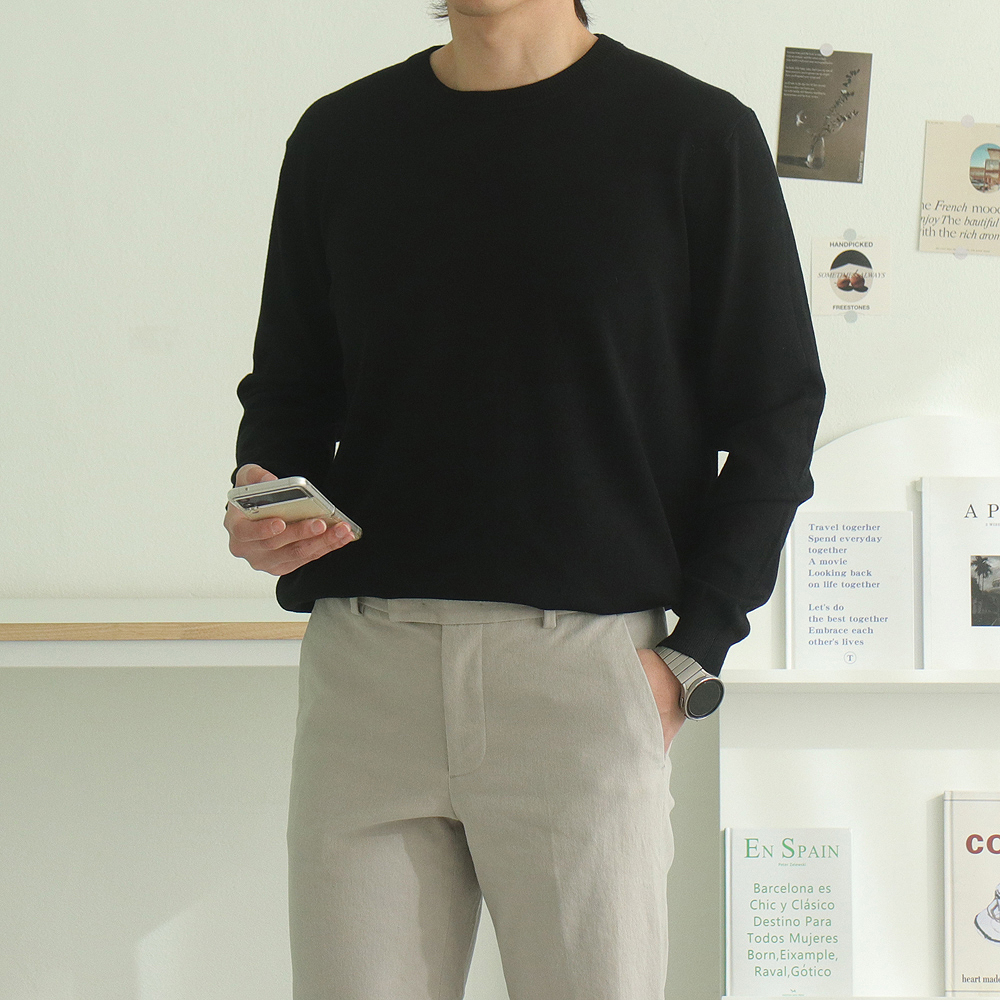 남자 니트 위셔블 캐시미어 정장 스웨터 이미지 3