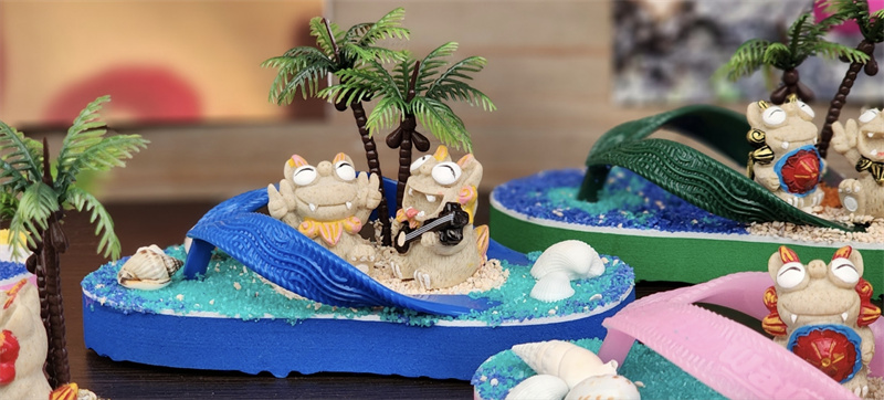 일본 오키나와 류큐무라에서 시마조리와 함께하는 시사 장식 만들기 체험 이미지 2