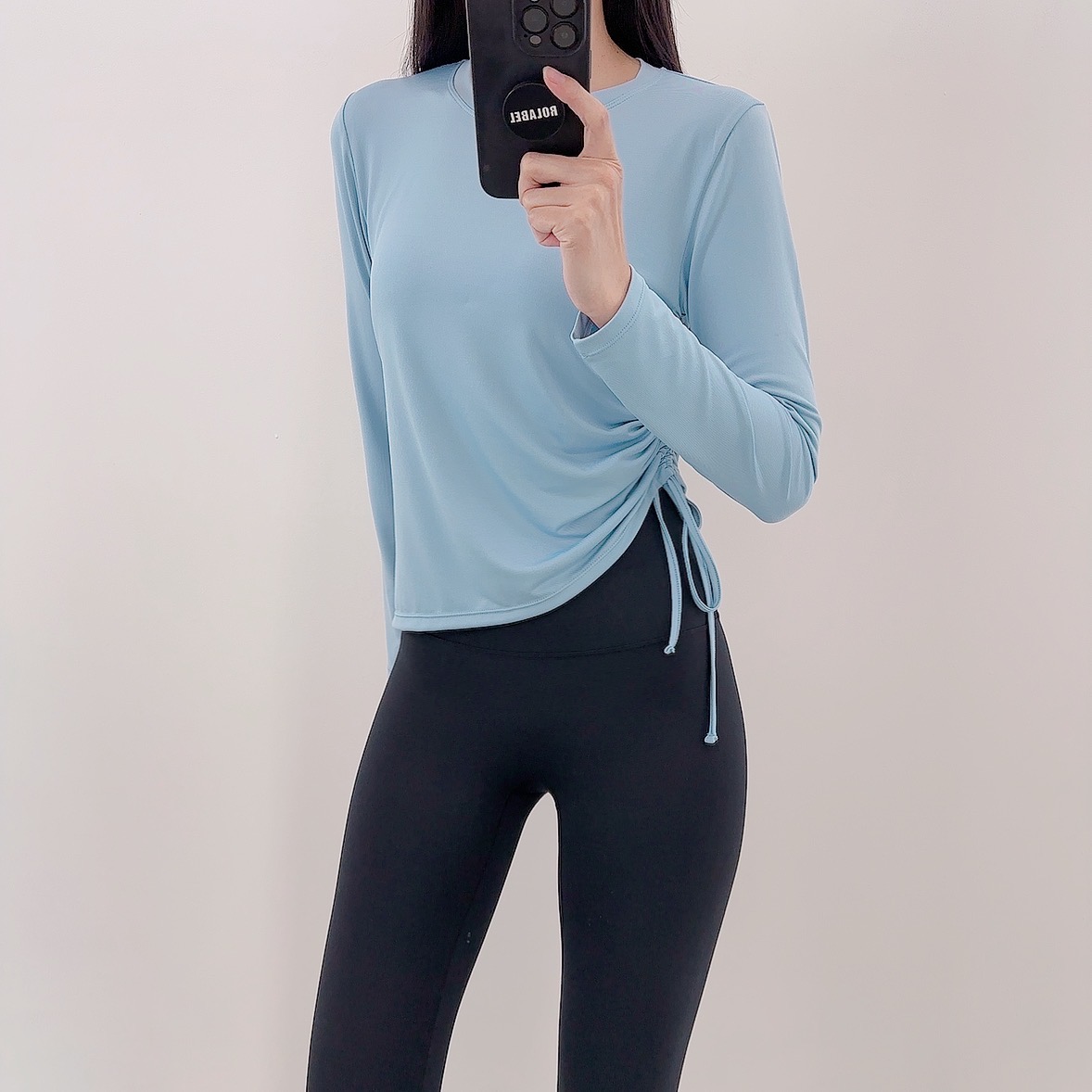 로라벨 나오 필라테스복 여성 요가복 필라테스 요가 상의 옷 커버업 운동복 탑 긴팔 크롭 - 상세 이미지 2