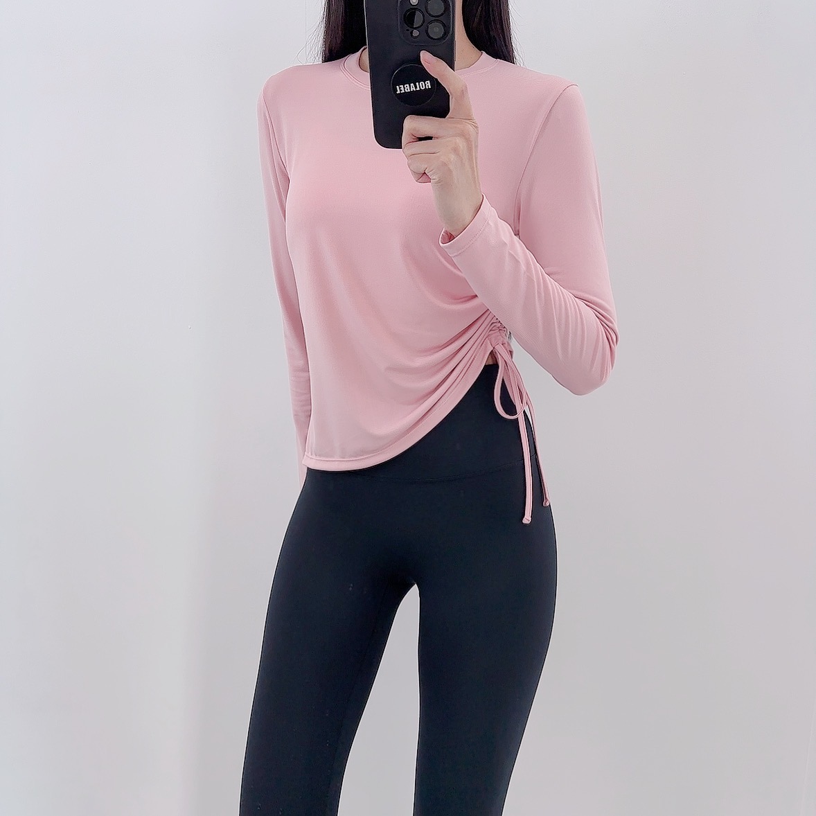 로라벨 나오 필라테스복 여성 요가복 필라테스 요가 상의 옷 커버업 운동복 탑 긴팔 크롭 - 상세 이미지 3