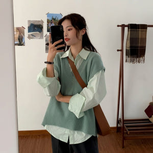 동상이몽 317회 권다현 니트 조끼 브이넥 베스트 오버테이크조끼 02 착용 후기 | 사이즈/핏 총정리 - 상품 이미지 4