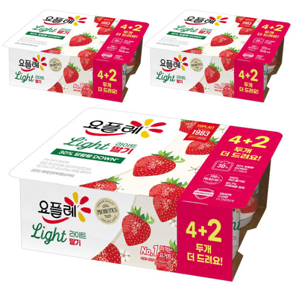 빙그레 요플레 라이트 딸기 요거트 80g 24개 - 상품 이미지