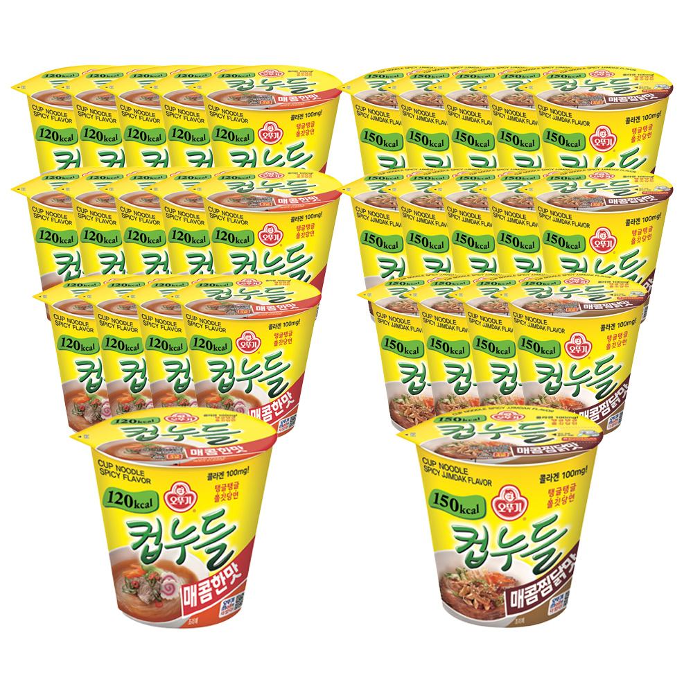 오뚜기 컵누들 매콤한맛 37.8g 15개+매콤찜닭맛 45.5g 15개 - 메인 이미지