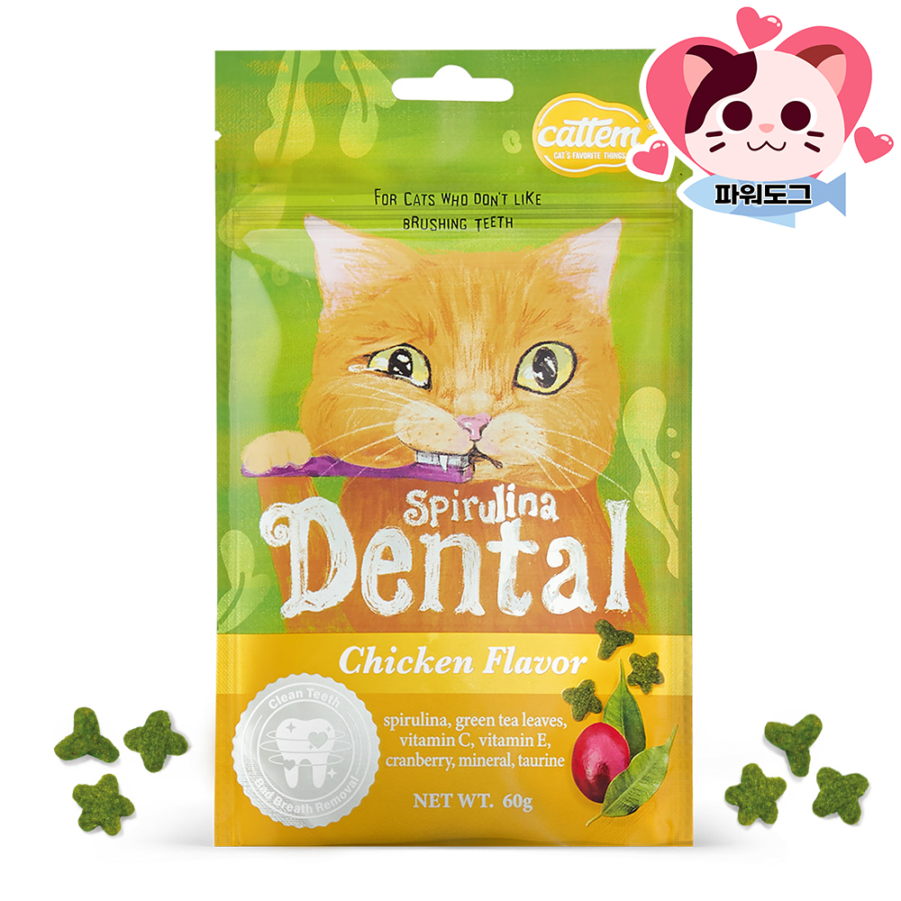 캣템 스피루리나 고양이 이빨과자 치석제거 덴탈 간식 치킨, 60g, 1개 - 상세 이미지 4