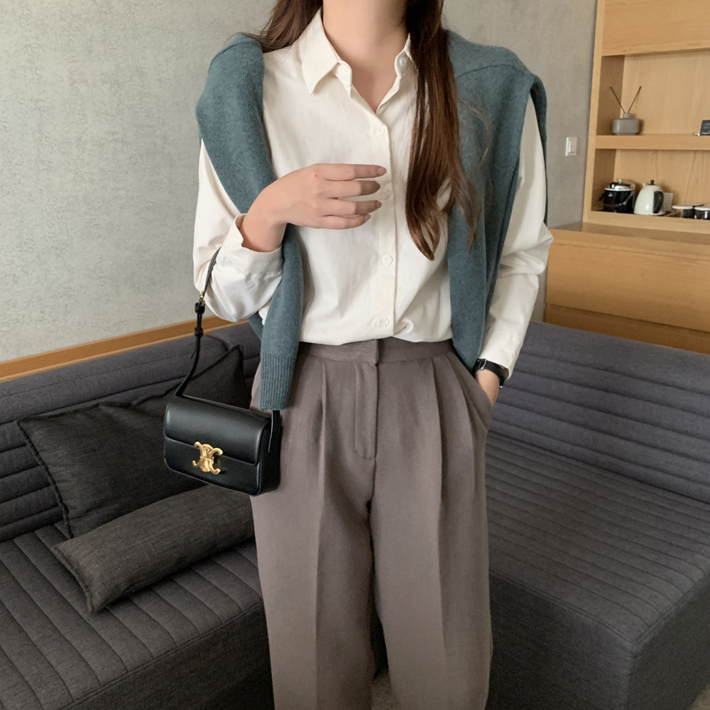 루즈핏 피치 기모 여성 셔츠 블라우스 레이어드 코튼 여자 가을 겨울 셔츠 블라우스 남방