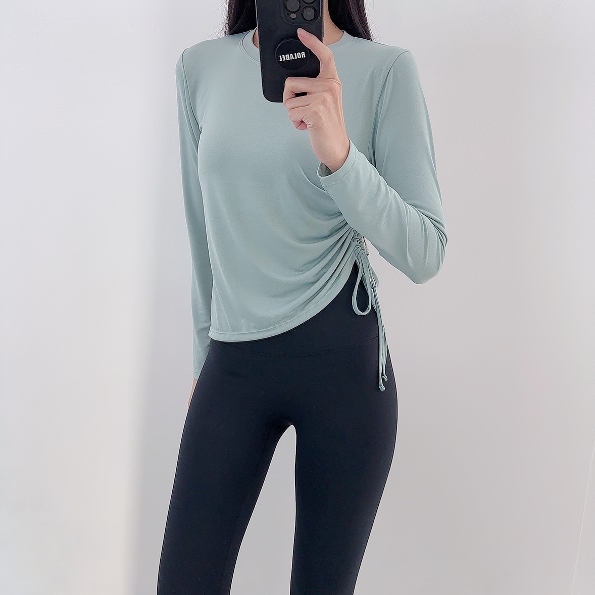 로라벨 나오 필라테스복 여성 요가복 필라테스 요가 상의 옷 커버업 운동복 탑 긴팔 크롭 - 상세 이미지 4
