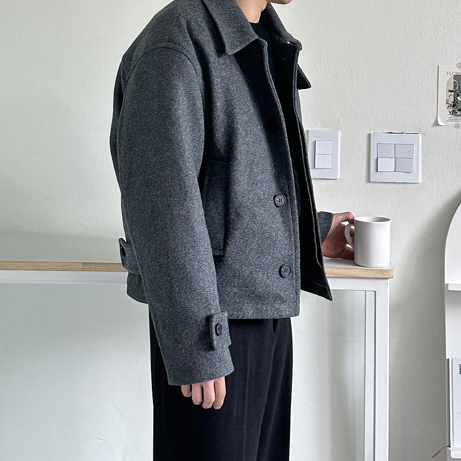 남자피코트 오버핏 누빔 겨울 남자반코트 - 상세 이미지 3