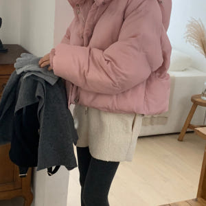 오버핏 오리털 크롭 패딩 후드 여자 숏 패딩 덕 다운 점퍼 여성 겨울 점... 착용 후기 | 사이즈/핏 총정리 - 상품 이미지 2