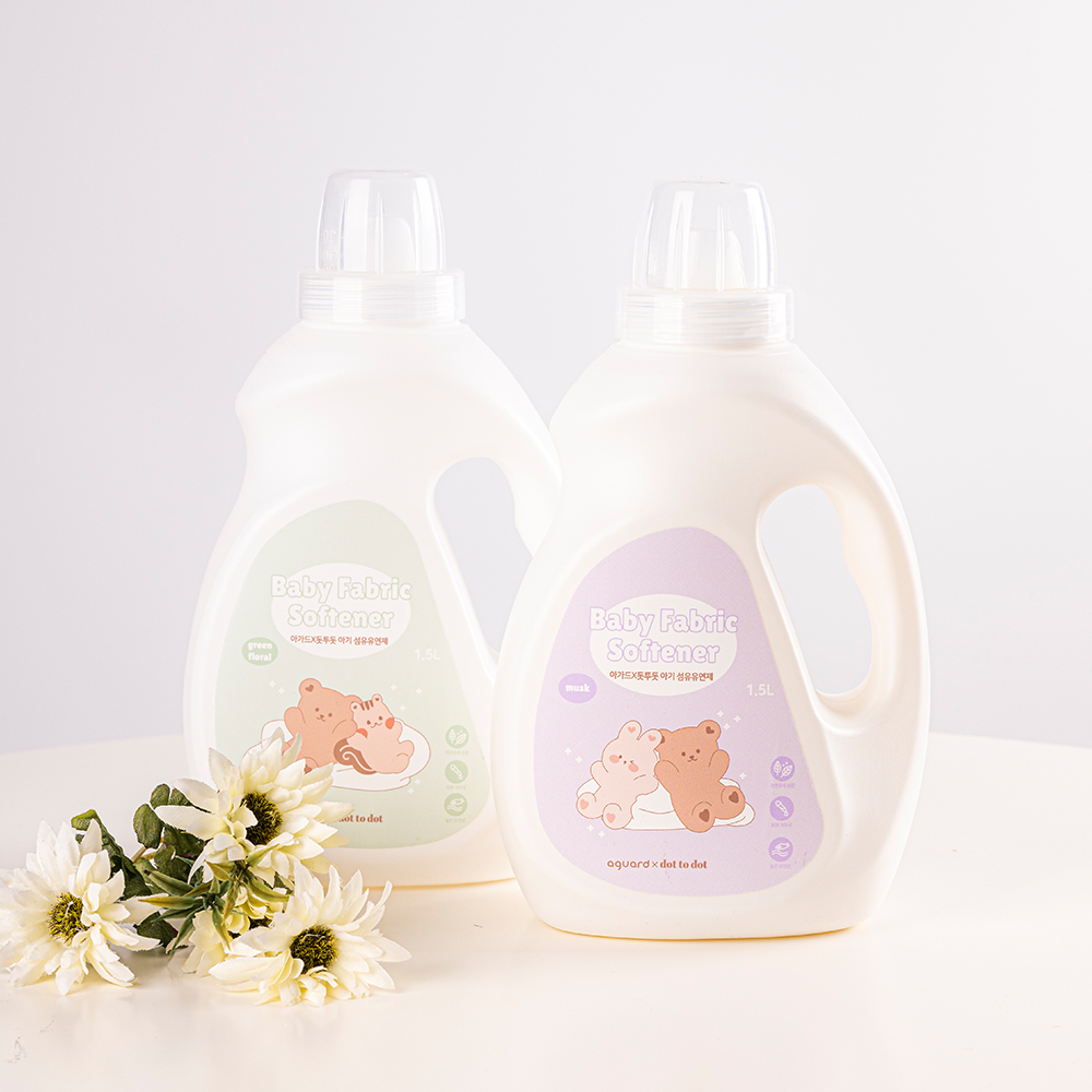 [1+1] 아가드X돗투돗 아기 섬유유연제 x 2set (그린플로럴향1500ml + 머스크향1500ml) 고농축 약산성 대용량 - 상품 이미지