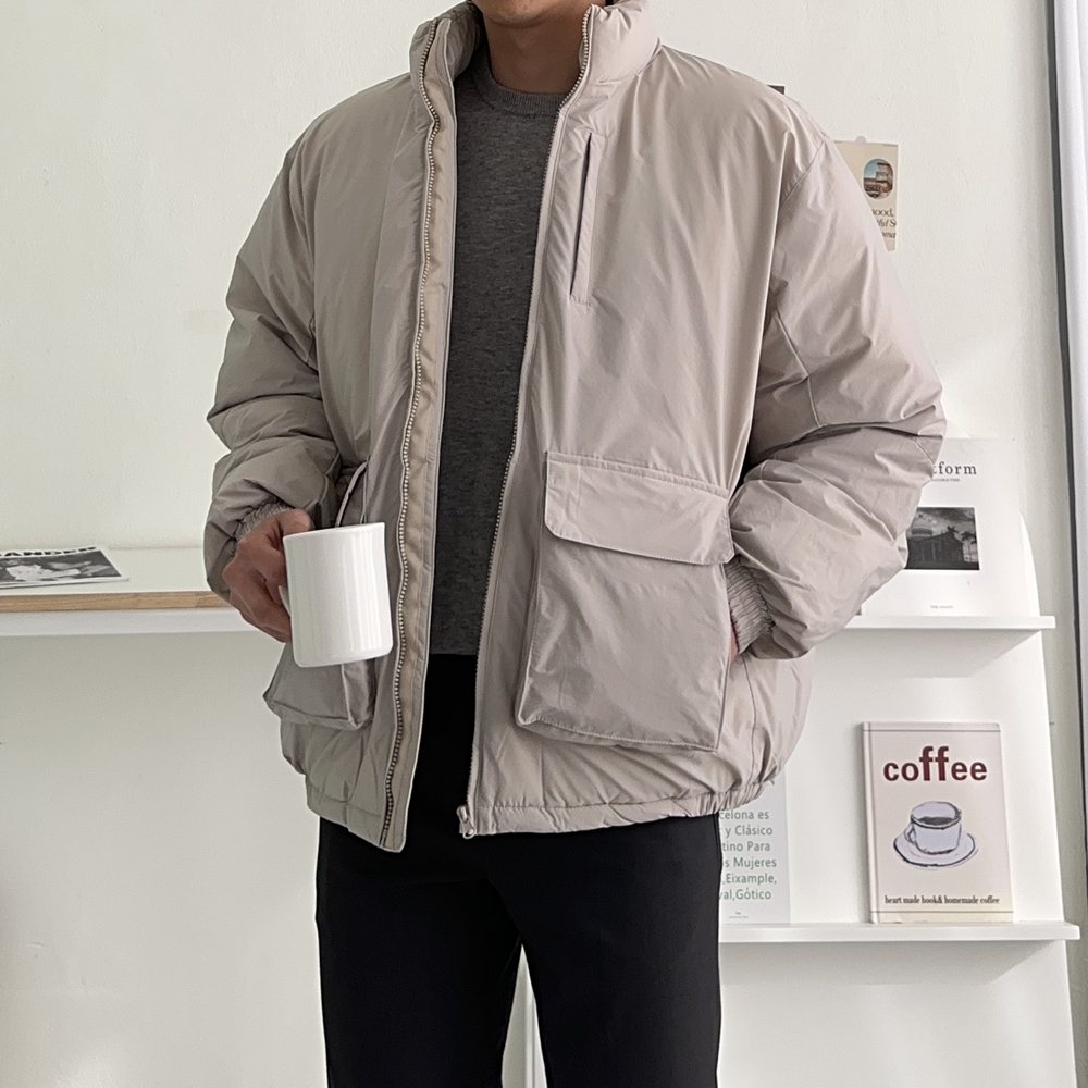 남자숏패딩 오버핏 하이넥 웰론 남자패딩 - 상세 이미지 4
