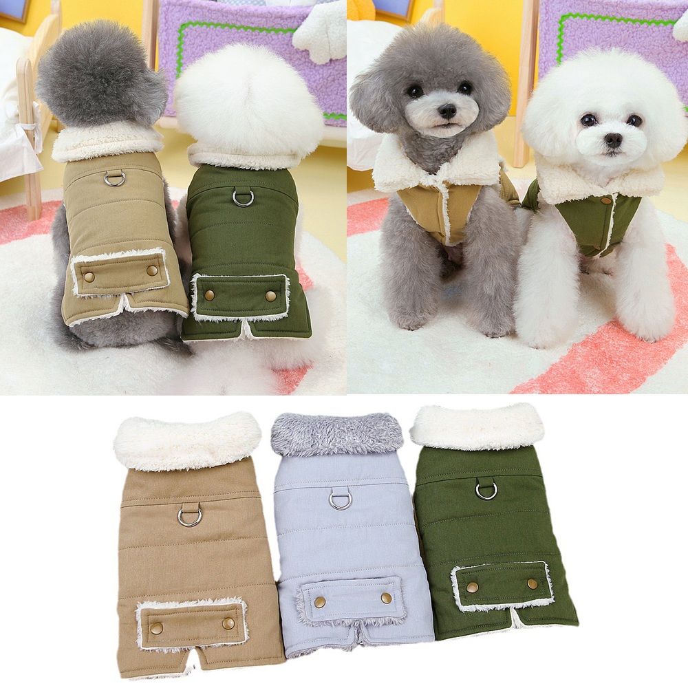 강아지옷 고양이 애견 기모 털 방한 무스탕 후리스 단추 베스트 조끼 패딩 코트 겨울옷 하네스 리드줄 고리