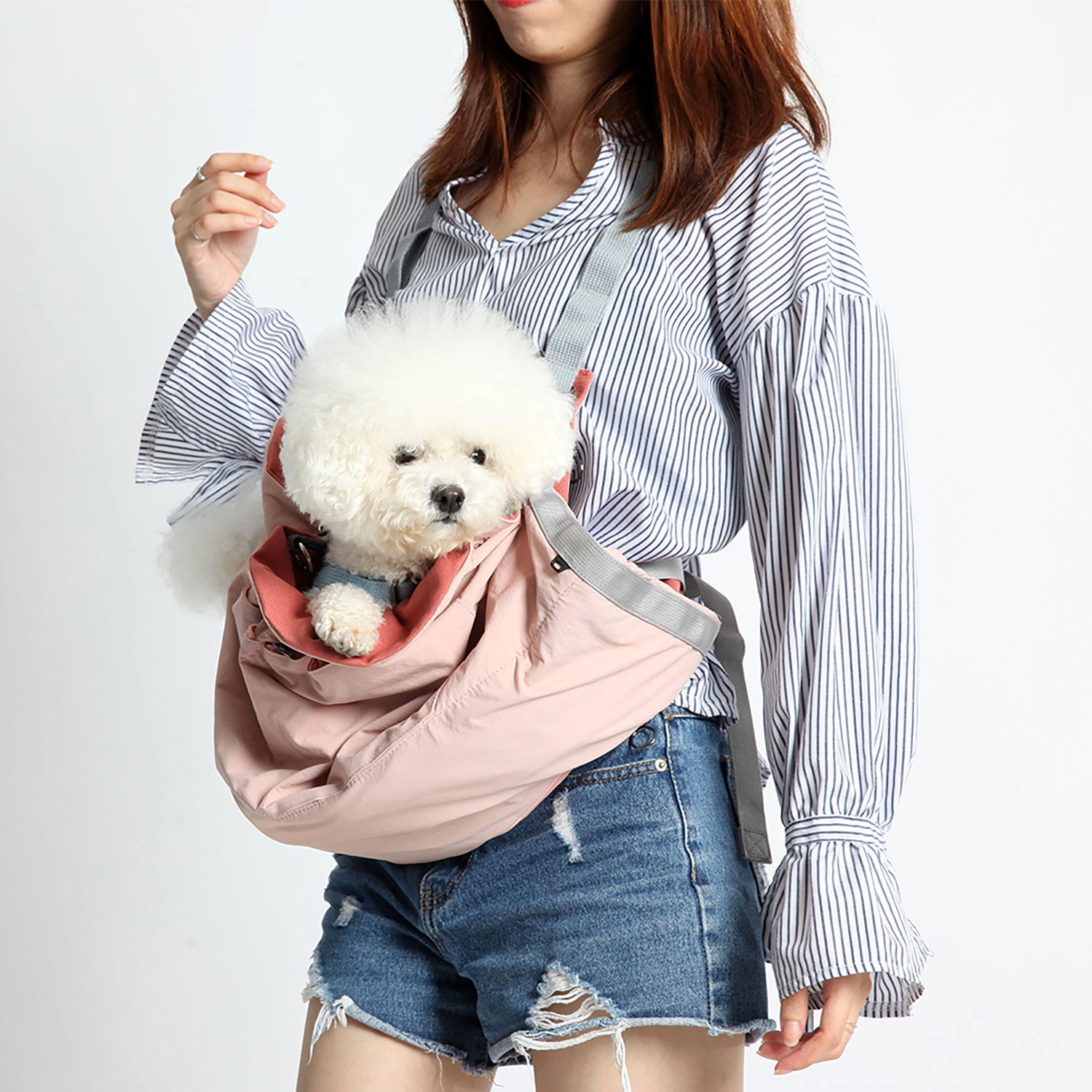캔루 펫캐리어 앞치마 강아지 애견 산책 가방 앞가방 포대기 소형견 슬링백 - 상세 이미지 2