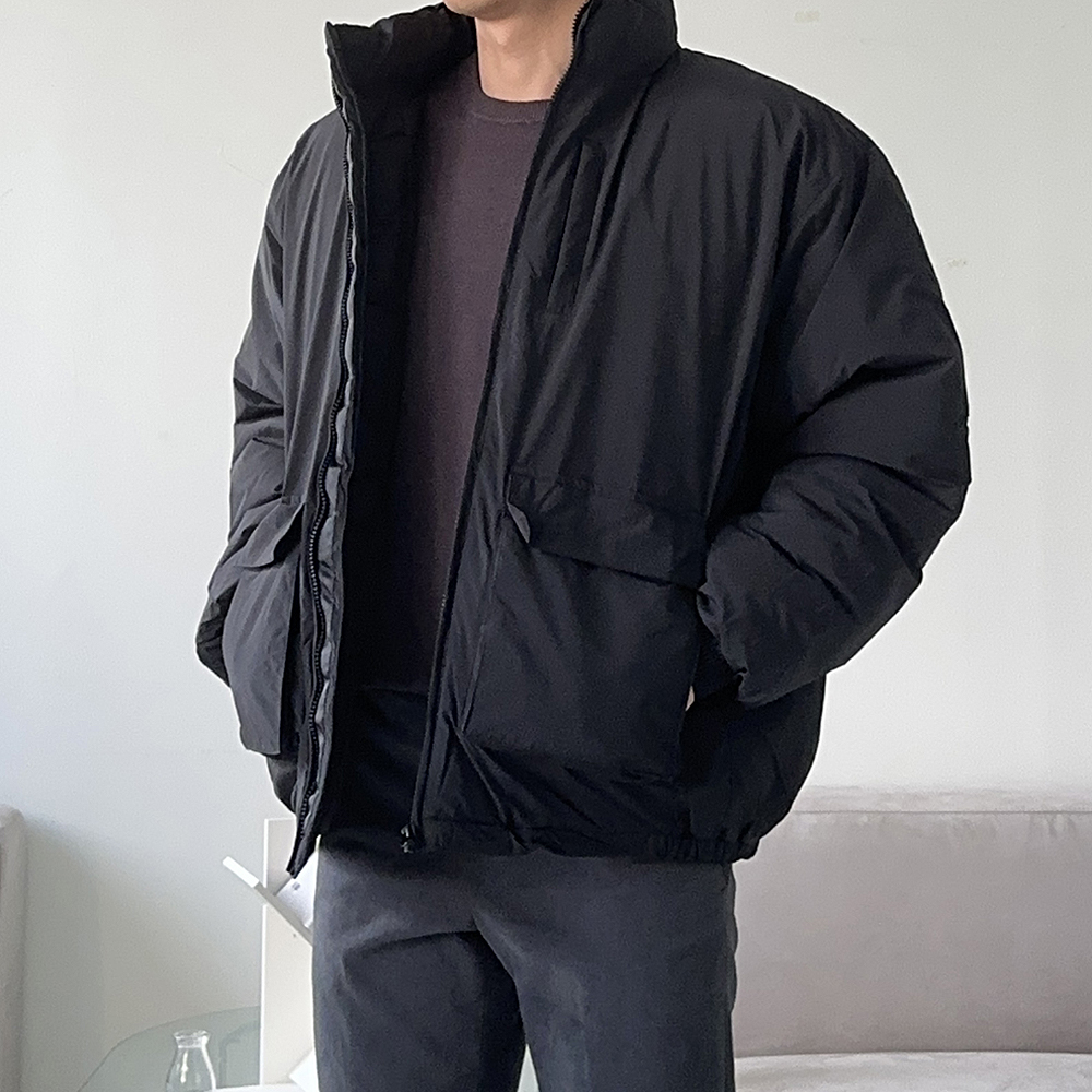 남자 숏패딩 두툼한 하이넥 웰론 오버핏 남자 패딩 이미지 4