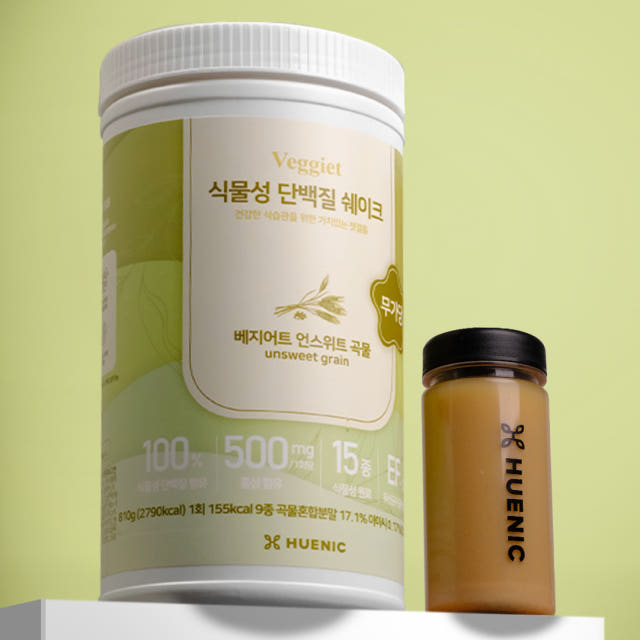 1+1 휴닉 베지어트 언스위트 무가당 식물성 단백질보충제 쉐이크 프로틴 완두콩 곡물 카카오