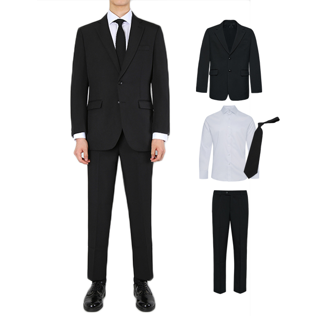 남자 장례식 블랙 수트 검정 정장 풀세트 문상용 제품 이미지