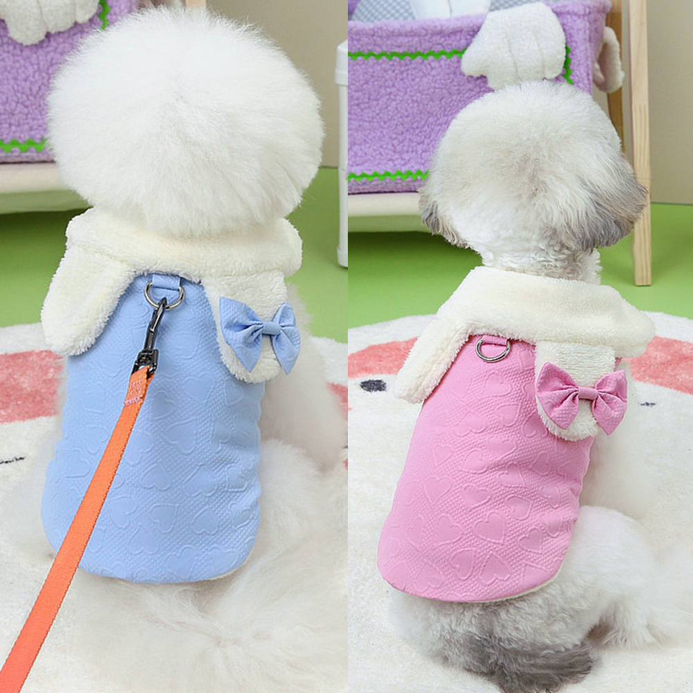 강아지옷 고양이 애견 기모 털 방한 토끼 후리스 단추 베스트 조끼 패딩 코트 겨울옷 하네스 리드줄 고리