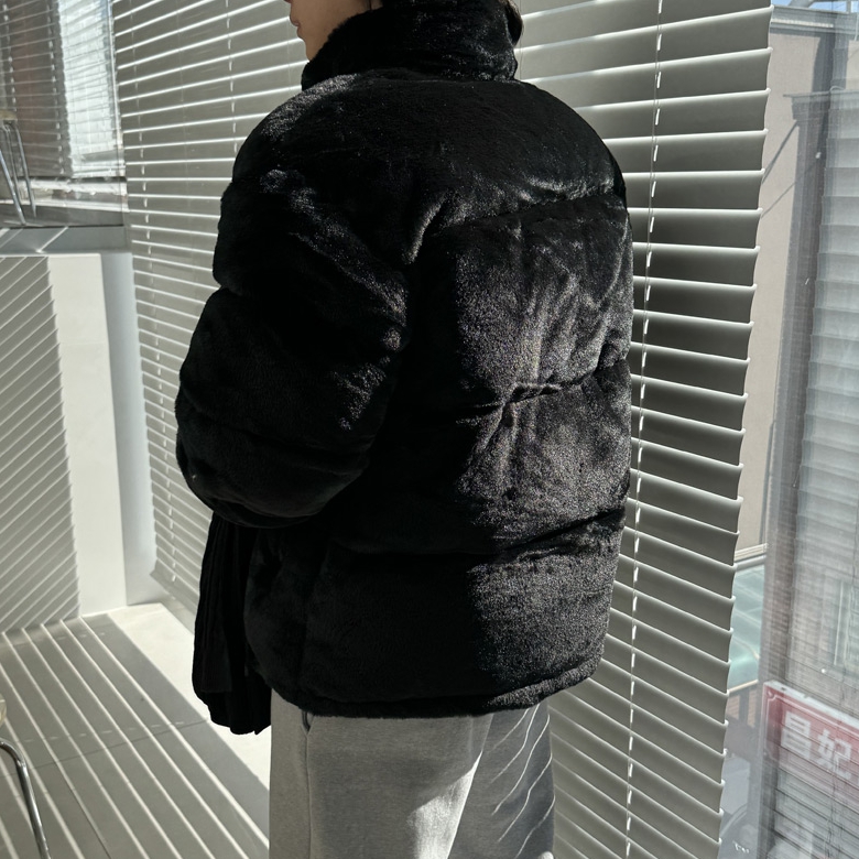 남자 누노 겨울 오버핏 헤비 밍크 패딩 점퍼 블랙 아이보리 이미지 4