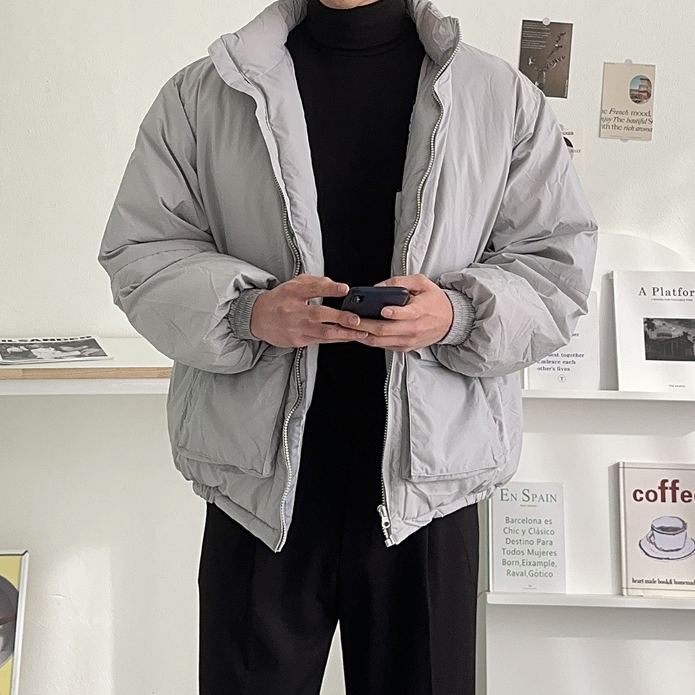 남자숏패딩 웰론 하이넥 오버핏 남성패딩 이미지 2