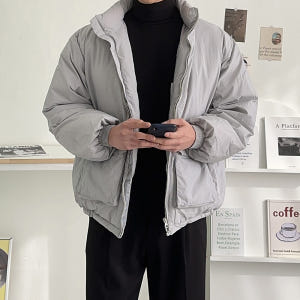남자숏패딩 웰론 하이넥 오버핏 남성패딩 착용 후기 | 사이즈/핏 총정리 - 상품 이미지 2