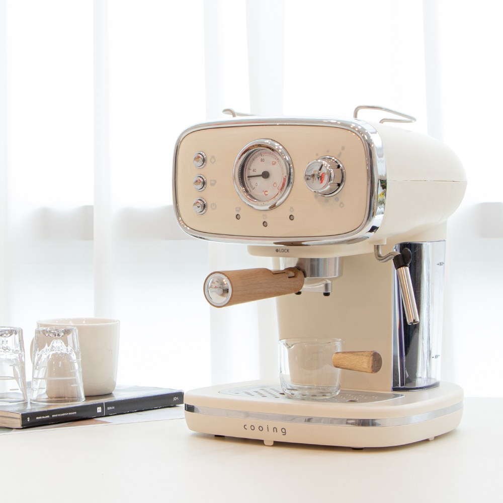 쿠잉 에스프레소머신 커피머신기 가정용 사무실 원두 반자동 전자동 크림