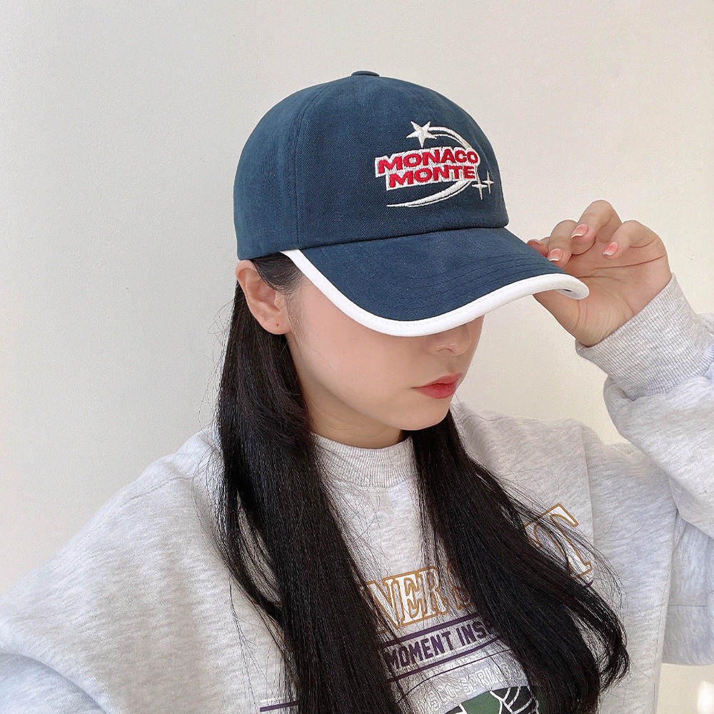 레트로 MONACO 레터링볼캡 투톤 캡모자 데일리모자 남녀공용 야구모자 - 상세 이미지 4