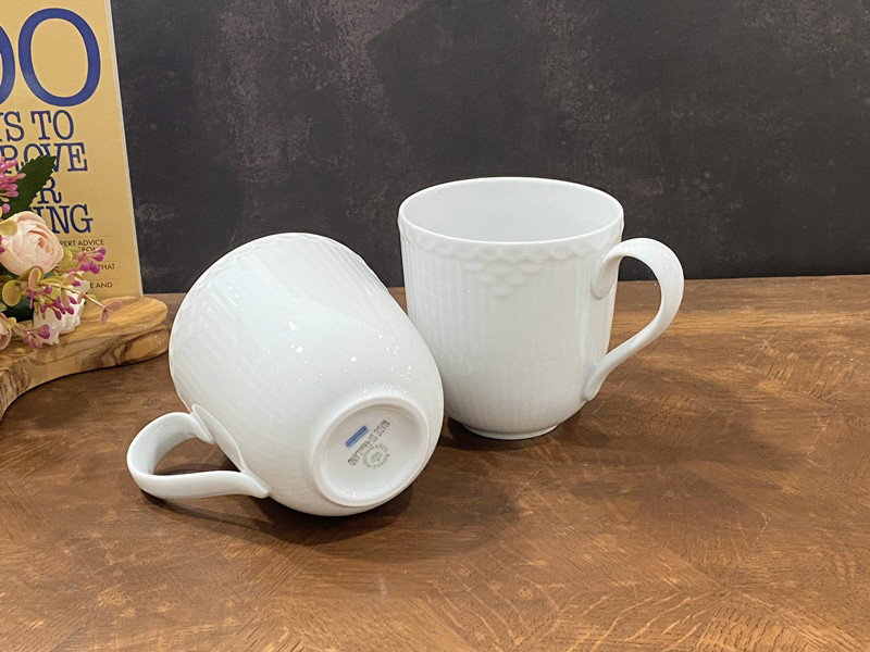 (머그 2개입 370ml) 로얄코펜하겐 화이트 플루티드 하프레이스 머그 2개입 370ml 1055288 - 상세 이미지 5